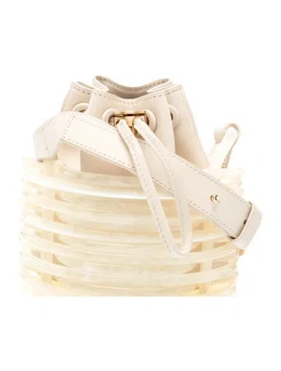 Pre-owned Cult Gaia Leather Bucket Bag In White
