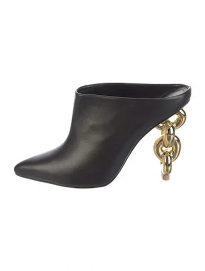 Pre-owned Cult Gaia Leather Chain-link Accents Mules In Black