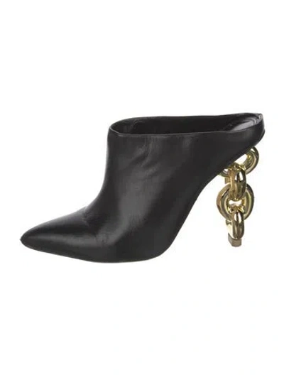 Pre-owned Cult Gaia Leather Chain-link Accents Mules In Black