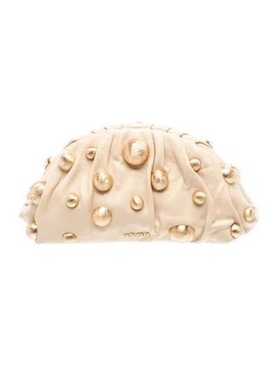 Pre-owned Cult Gaia Leather Clutch W/ Tags In Neutral