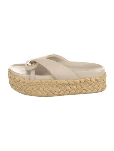 Pre-owned Cult Gaia Leather Colorblock Pattern Espadrilles In Neutrals