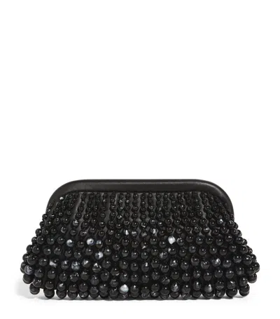 Cult Gaia Nia Beaded Leather Clutch Bag In Black