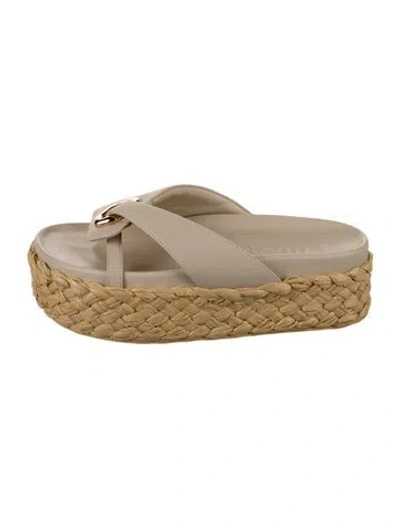 Pre-owned Cult Gaia Leather Espadrilles In Neutral