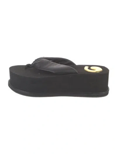 Pre-owned Cult Gaia Leather Flip Flops In Black