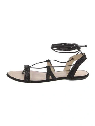 Pre-owned Cult Gaia Leather Gladiator Sandals In Black