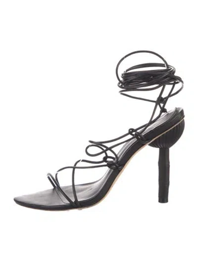 Pre-owned Cult Gaia Leather Gladiator Sandals In Black