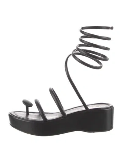 Pre-owned Cult Gaia Leather Gladiator Sandals In Black