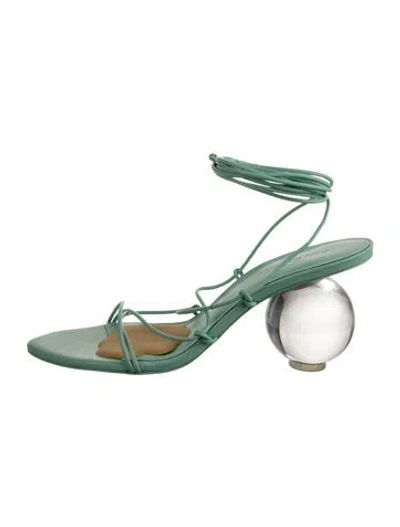 Pre-owned Cult Gaia Leather Gladiator Sandals In Green