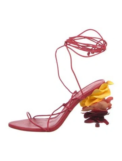 Pre-owned Cult Gaia Leather Gladiator Sandals In Red