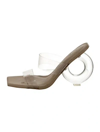 Pre-owned Cult Gaia Leather Leather Trim Embellishment Slides In Clear