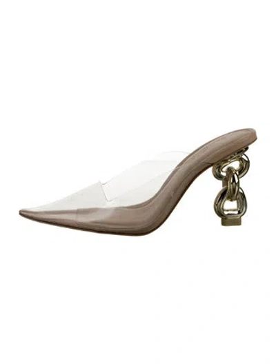 Pre-owned Cult Gaia Leather Mules In Clear