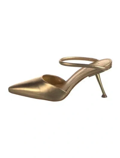 Pre-owned Cult Gaia Leather Mules In Gold