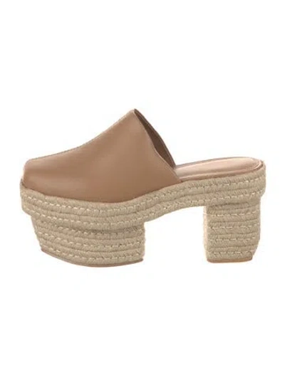 Pre-owned Cult Gaia Leather Mules In Neutral