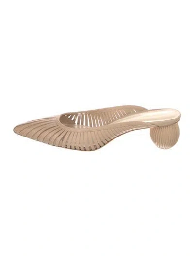 Pre-owned Cult Gaia Leather Mules In Neutral