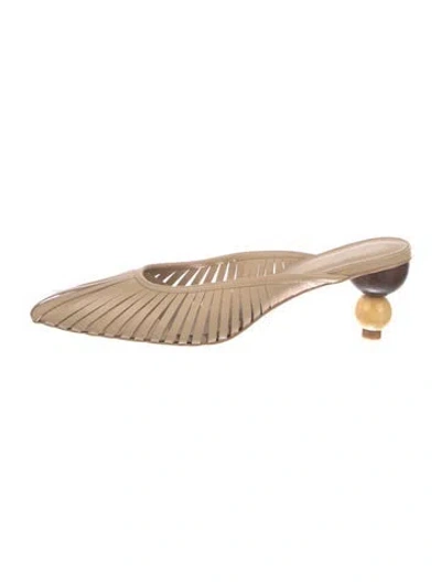 Pre-owned Cult Gaia Leather Mules In Neutral