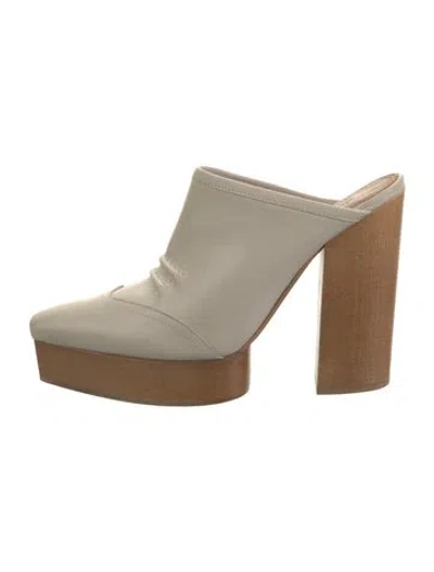 Pre-owned Cult Gaia Leather Mules In Neutral