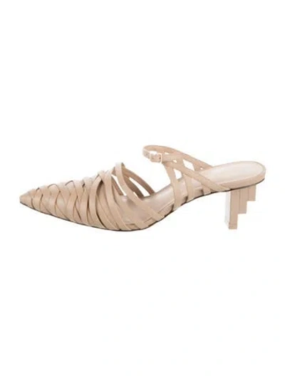 Pre-owned Cult Gaia Leather Mules In Neutrals