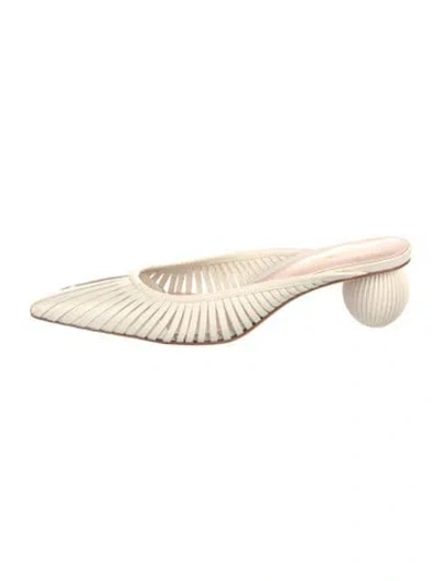 Pre-owned Cult Gaia Leather Mules In Neutrals