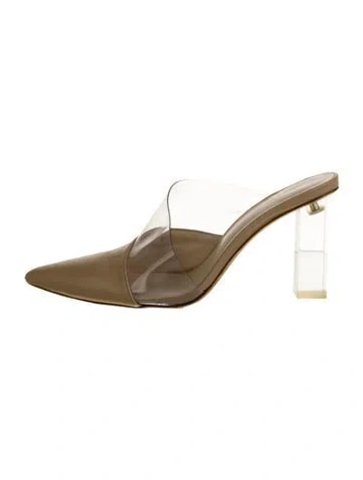 Pre-owned Cult Gaia Leather Mules In White