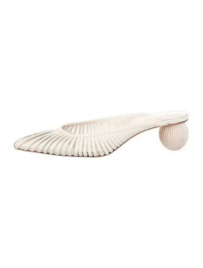 Pre-owned Cult Gaia Leather Mules In White