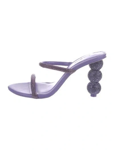 Pre-owned Cult Gaia Leather Patterned Slides In Purple