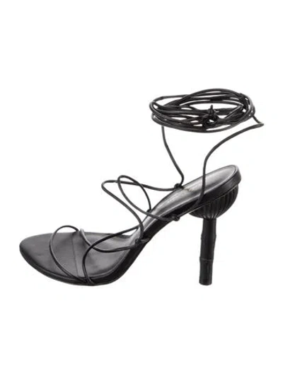 Pre-owned Cult Gaia Leather Sandals In Black