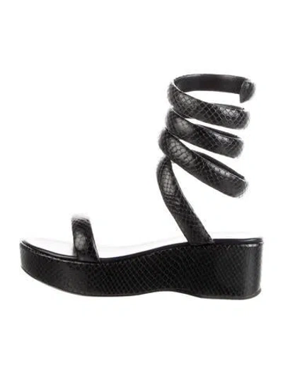 Pre-owned Cult Gaia Leather Sandals In Black
