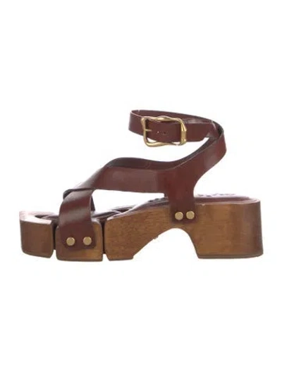 Pre-owned Cult Gaia Leather Sandals In Brown