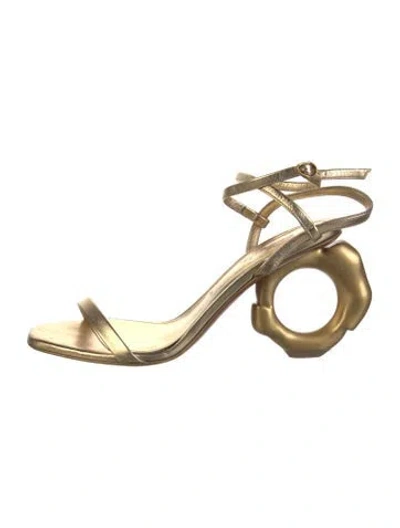 Pre-owned Cult Gaia Leather Sandals In Gold