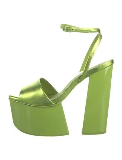 Pre-owned Cult Gaia Leather Sandals In Green