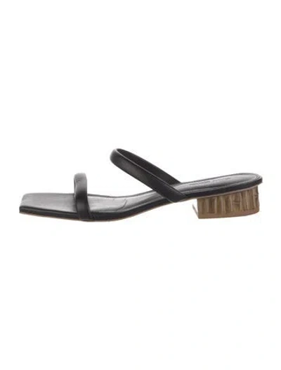 Pre-owned Cult Gaia Leather Slides In Black