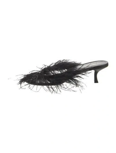 Pre-owned Cult Gaia Leather Slides In Black