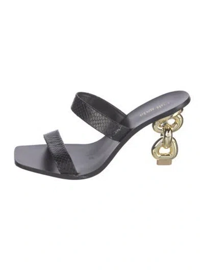 Pre-owned Cult Gaia Leather Slides In Black