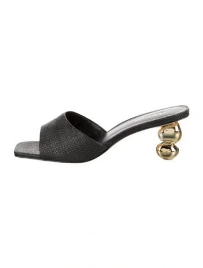 Pre-owned Cult Gaia Leather Slides In Black