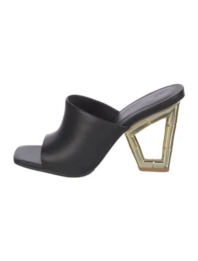 Pre-owned Cult Gaia Leather Slides In Black