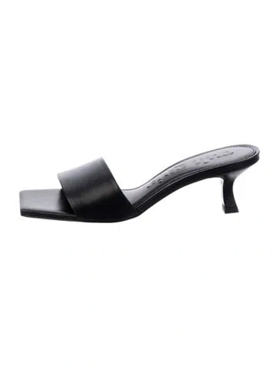 Pre-owned Cult Gaia Leather Slides In Black