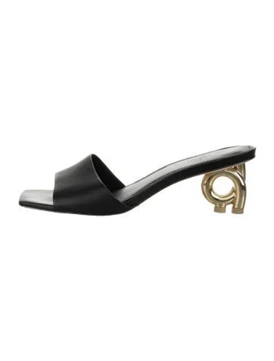 Pre-owned Cult Gaia Leather Slides In Black