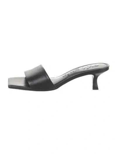 Pre-owned Cult Gaia Leather Slides In Black