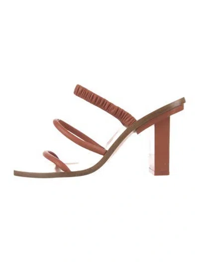 Pre-owned Cult Gaia Leather Slides In Brown