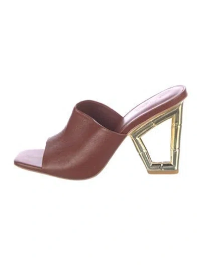 Pre-owned Cult Gaia Leather Slides In Brown