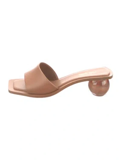 Pre-owned Cult Gaia Leather Slides In Brown