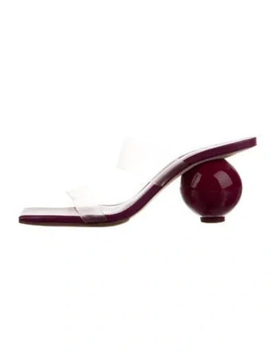 Pre-owned Cult Gaia Leather Slides In Burgundy