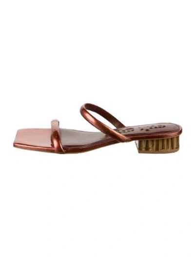 Pre-owned Cult Gaia Leather Slides In Clear