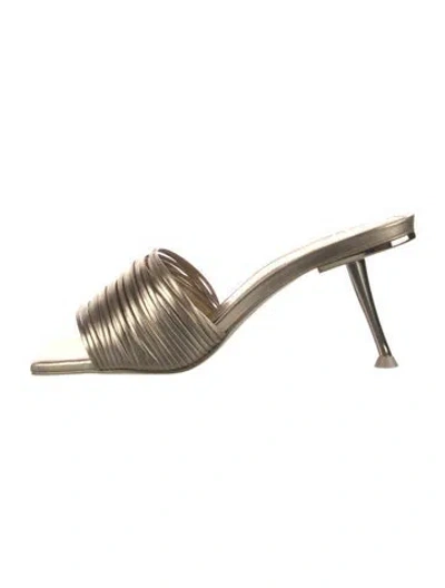 Pre-owned Cult Gaia Leather Slides In Gold