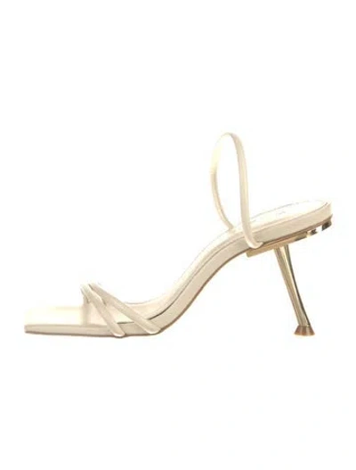 Pre-owned Cult Gaia Leather Slides In Gold