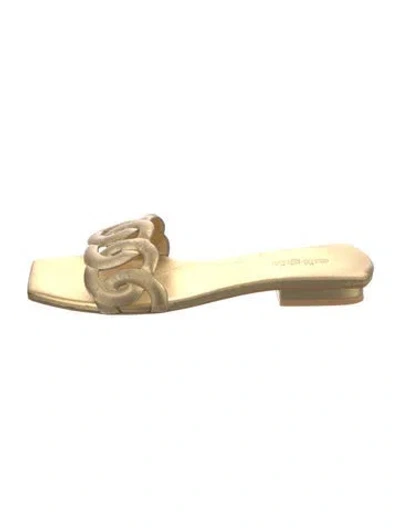 Pre-owned Cult Gaia Leather Slides In Gold/metallic