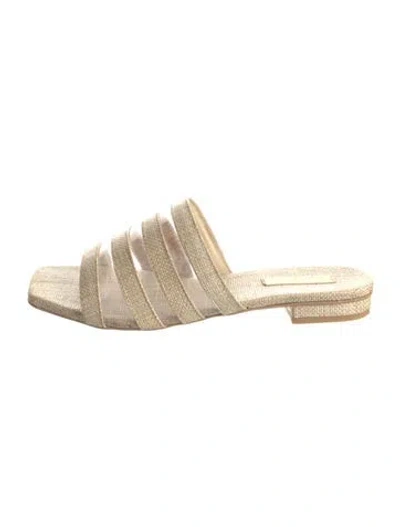 Pre-owned Cult Gaia Leather Slides In Neutral