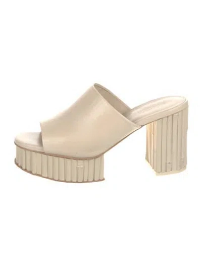 Pre-owned Cult Gaia Leather Slides In Neutral