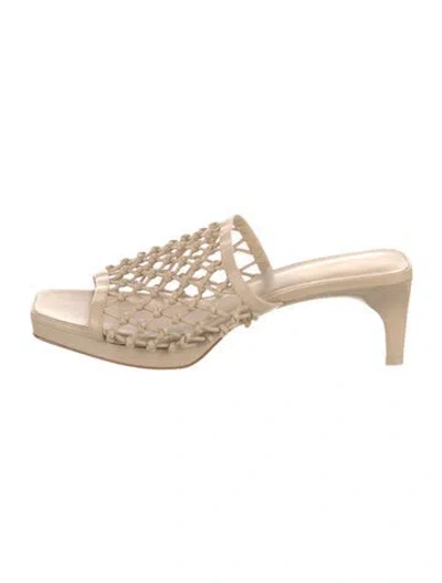 Pre-owned Cult Gaia Leather Slides In Neutral