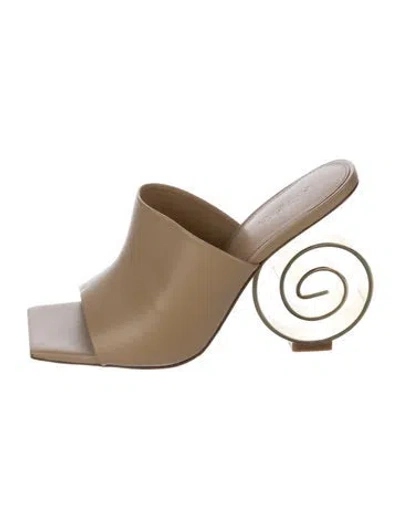 Pre-owned Cult Gaia Leather Slides In Neutral